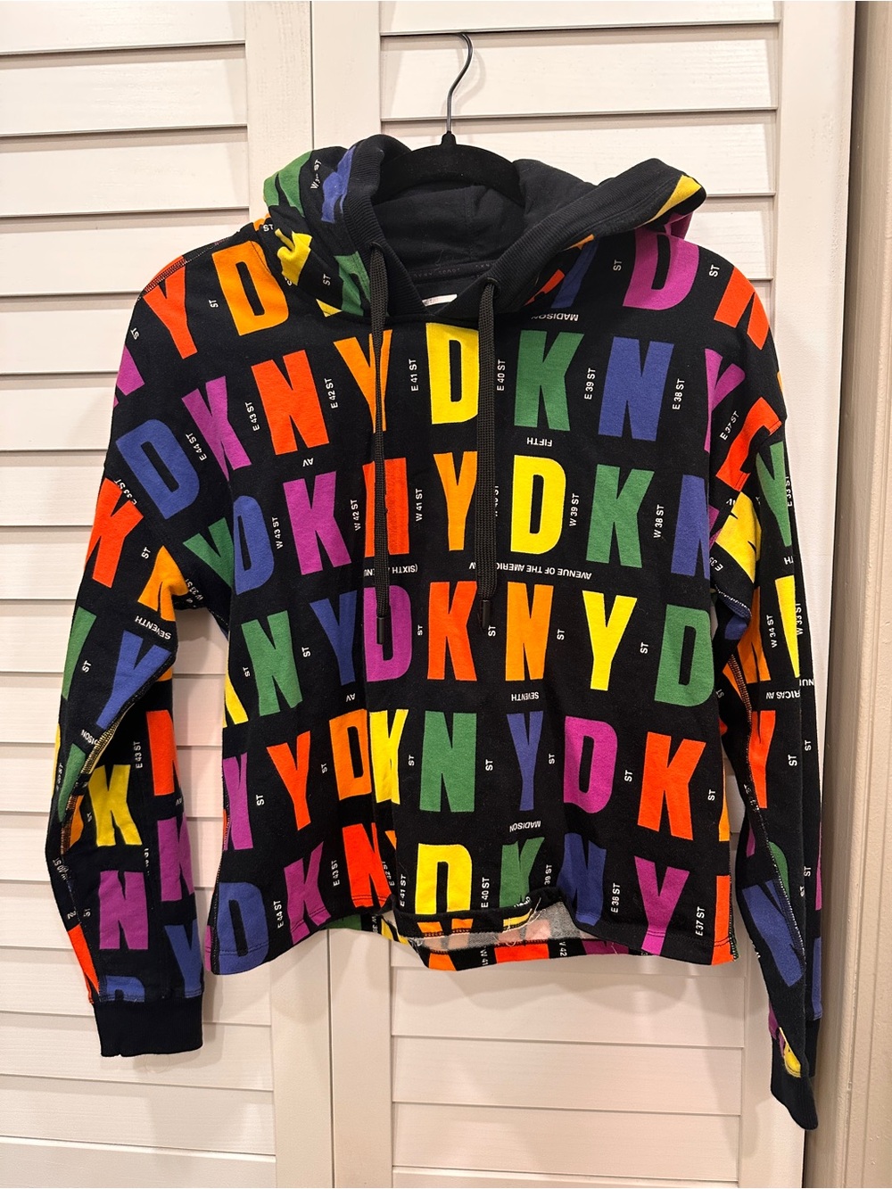 DKNY Sport Black Rainbow Logo Hoodie size Small